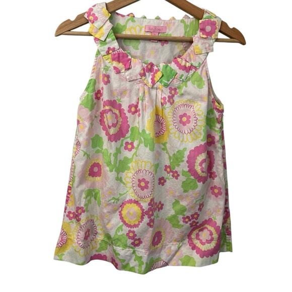 Lilly Pulitzer Floral Cotton Pink Green Sleeveless Toddler Girls Dress Size 2 - Picture 1 of 9